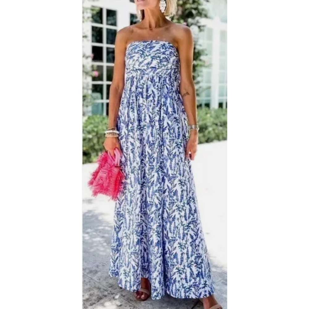 J.Crew Collection strapless bow-back maxi dress in meadow print - Picture 5 of 15